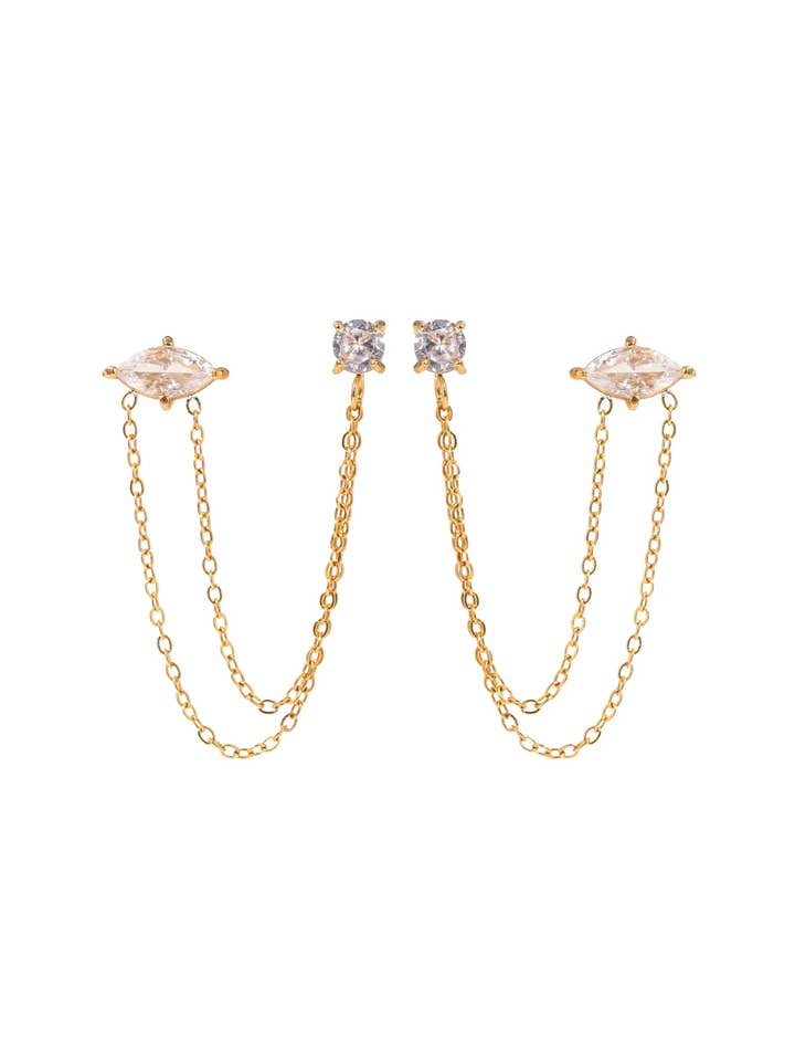 Ellie Double Chain Studs for wholesale by Hjane Jewels