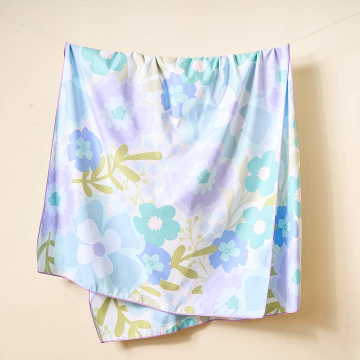 XL Quick-Dry Beach Towel-Beyond Blooms Blue Green for wholesale by The Darling Effect