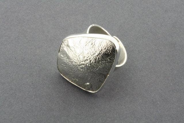 Makers & Providers - Wholesale Cocktail/statement ring - Textured Silver Diamond Ring - Adjustable2