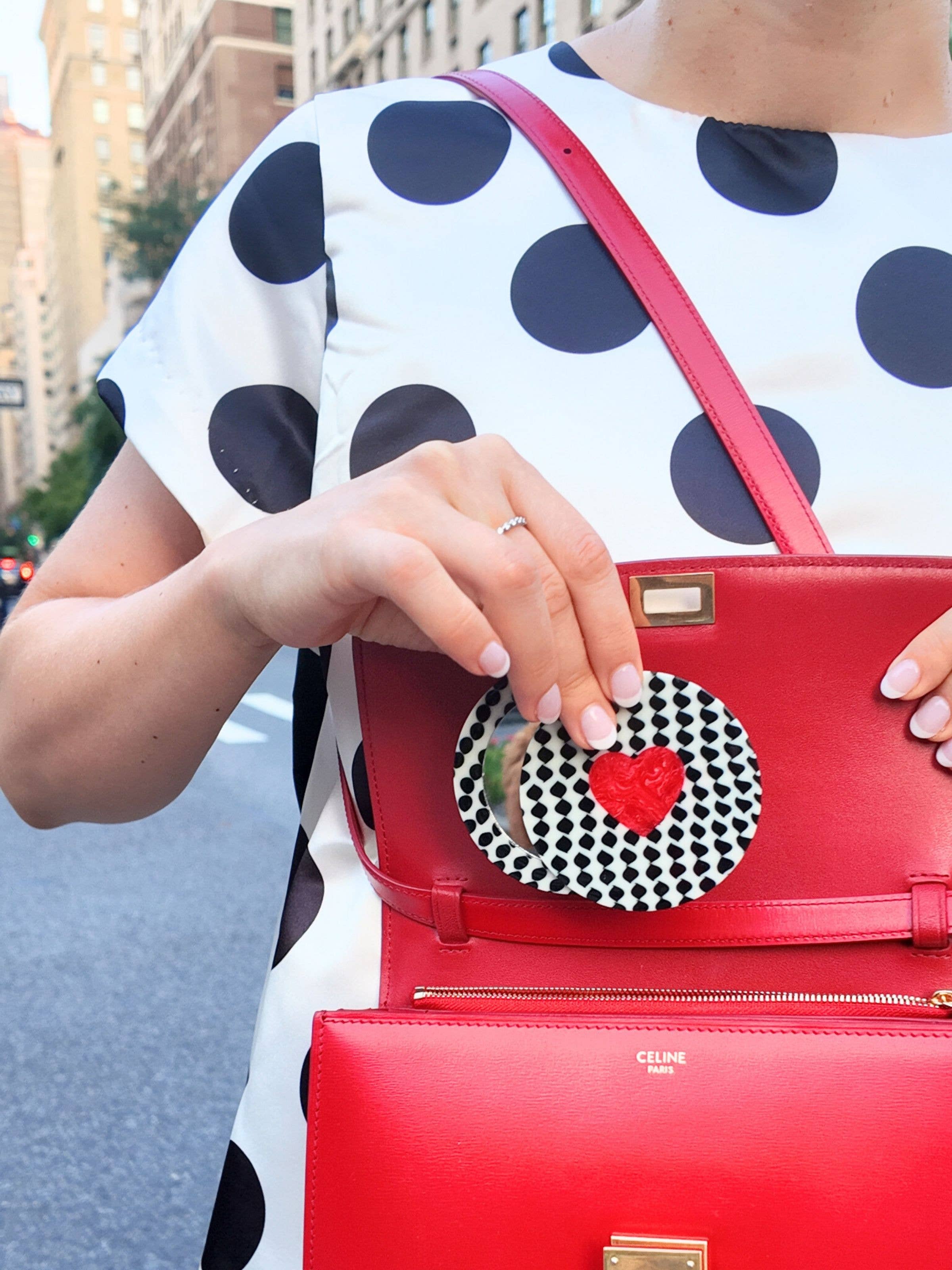 Solar Eclipse - Wholesale Compact Mirror - Hand-painted Polka Dot Heart Compact Mirror1