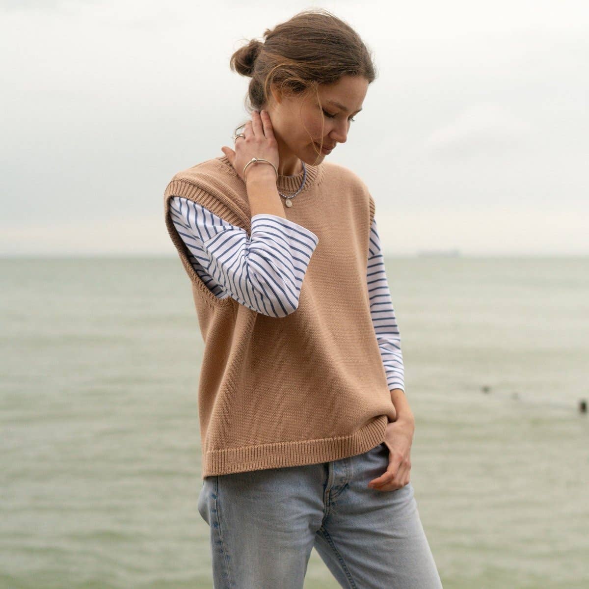 Rapanui Clothing – wholesale Sleeveless sweatshirts – Women′s – Dune Knitted Vest3