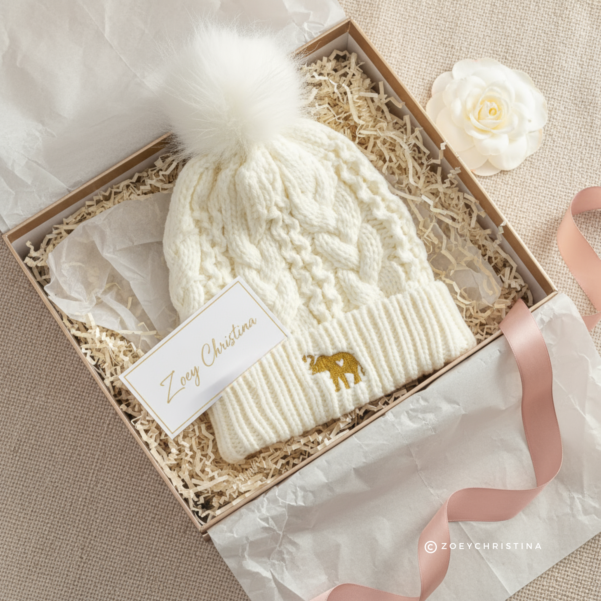 Zoey Christina - Wholesale Beanie - Women's - Elephant Embroidered Winter Hat10