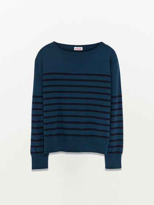 Tricot - Wholesale Knit Sweater - Women's - Recycled Cashmere & Cotton Striped Sailor Sweater2