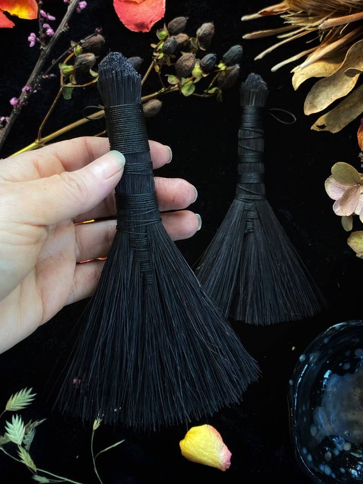 Black Altar Brooms - 6- 7” Tampico for wholesale by Keven Craft Rituals LLC