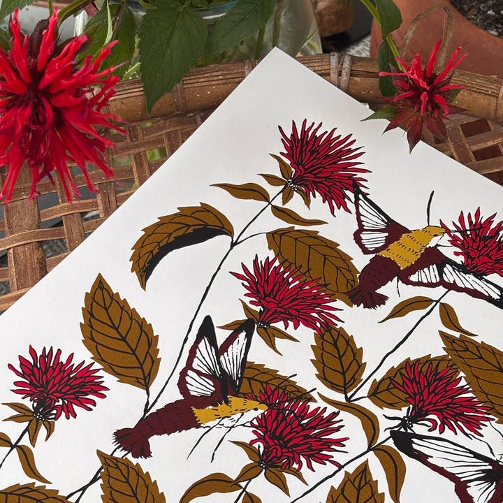 Needlebone, LLC - Wholesale Art Print - Bee Balm - 14x11 Print3