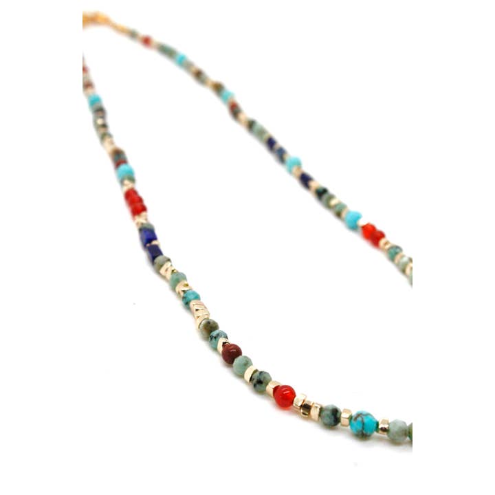 LIZOU – wholesale Pärlband/Pärlhalsband – Afrikansk turkos och blandad sten halsband -French Flair Collection-1