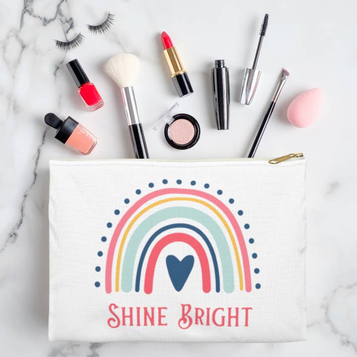 Shine Bright Canvas Makeup Organizer Zipper Pouch for wholesale by Pugs In Mugs Creations