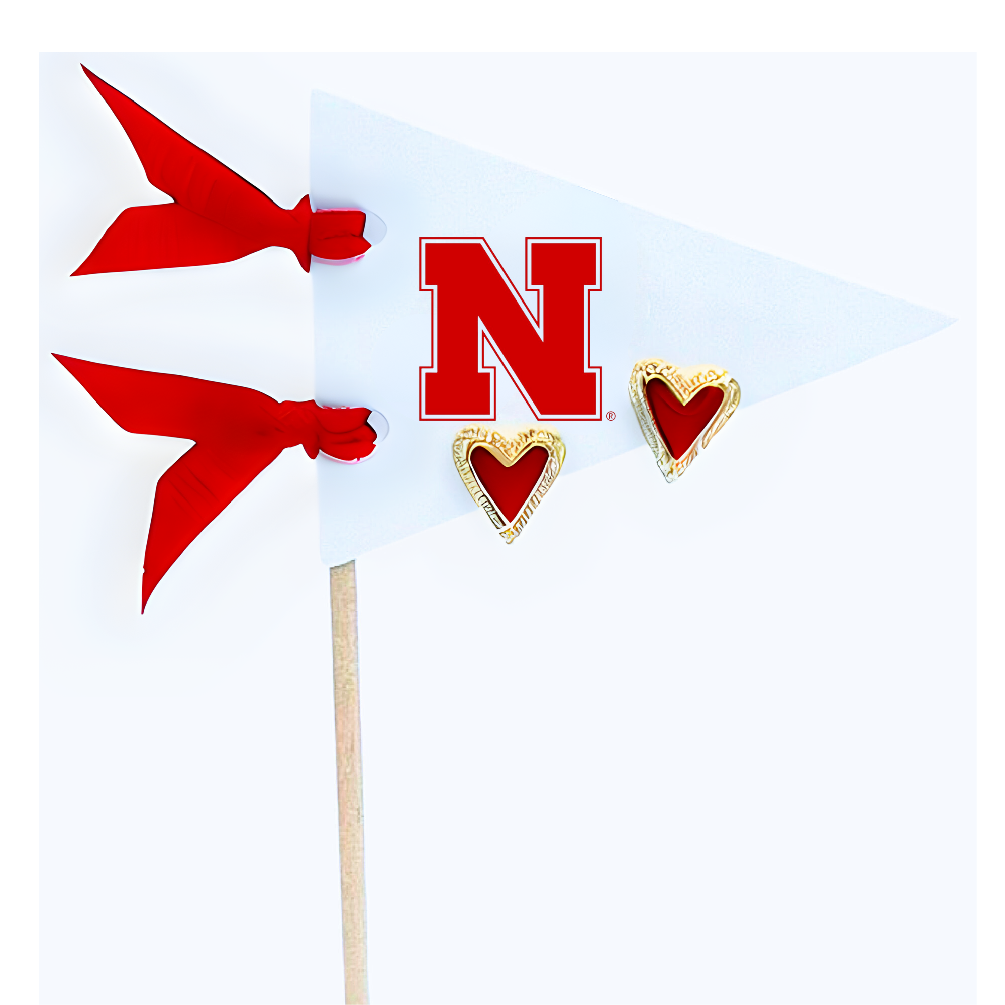 Color Shout – Großhandel Flagge – Love my College: Herzstecker in leuchtenden Farben auf der Wimpelflagge mit Logo27