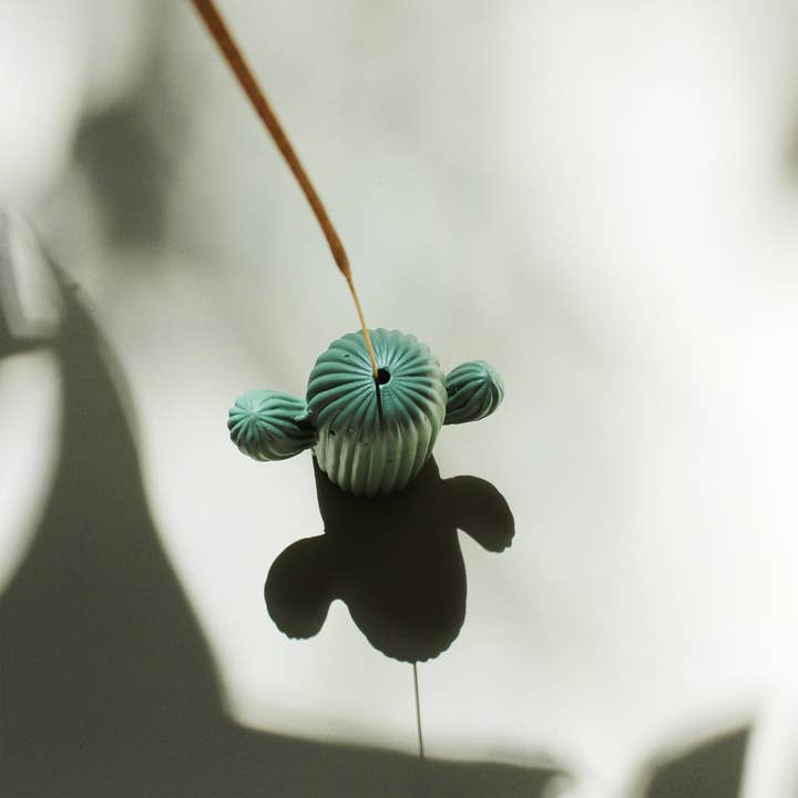 Sage Cactus Charm Incense Stick Holder for wholesale on Faire4