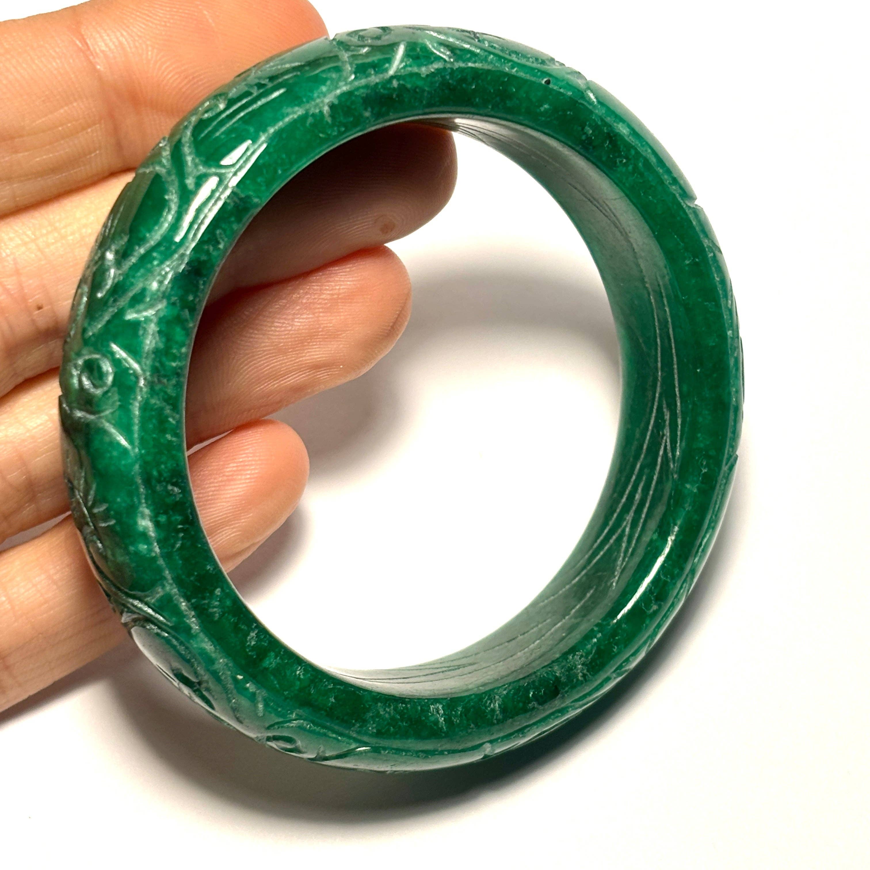 Whitestone Jewelry Co. - Wholesale Bangle Bracelet - Hand-Carved Green Jade Bangle4