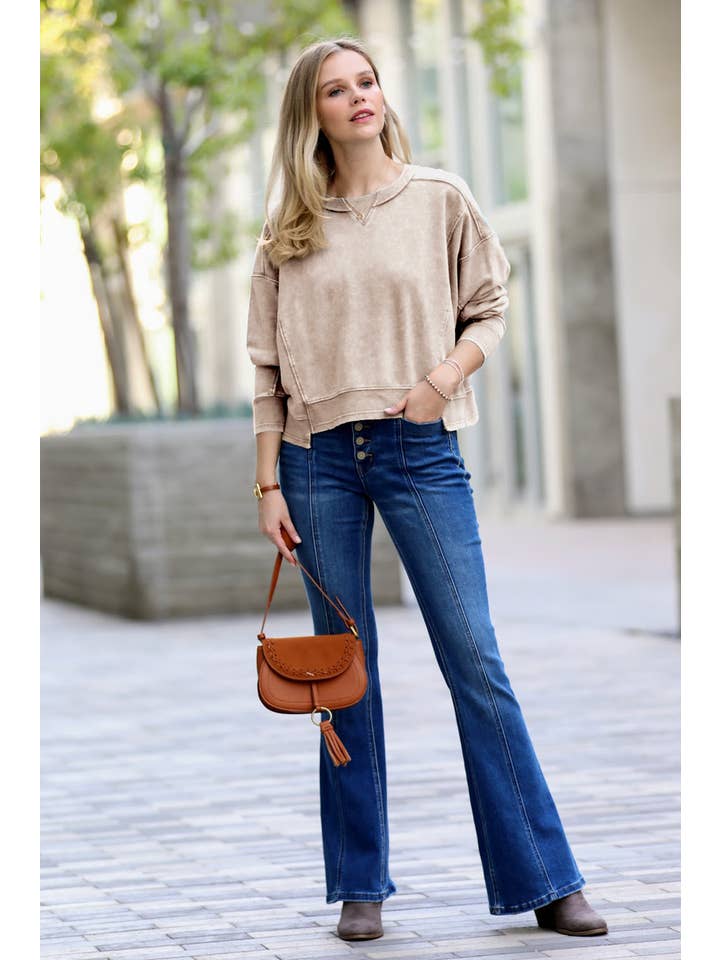 42POPS – Großhandel Sweatshirt – Damen – , French Terry Gewaschene Crop Pullover Kollektion8