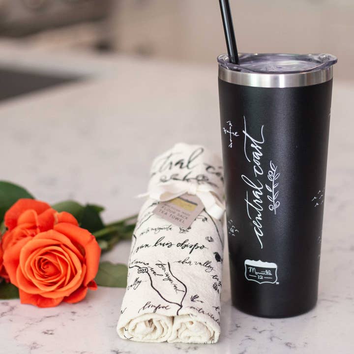 Central Coast Calligraphy Map Tea Towel for wholesale by Mercantile 12