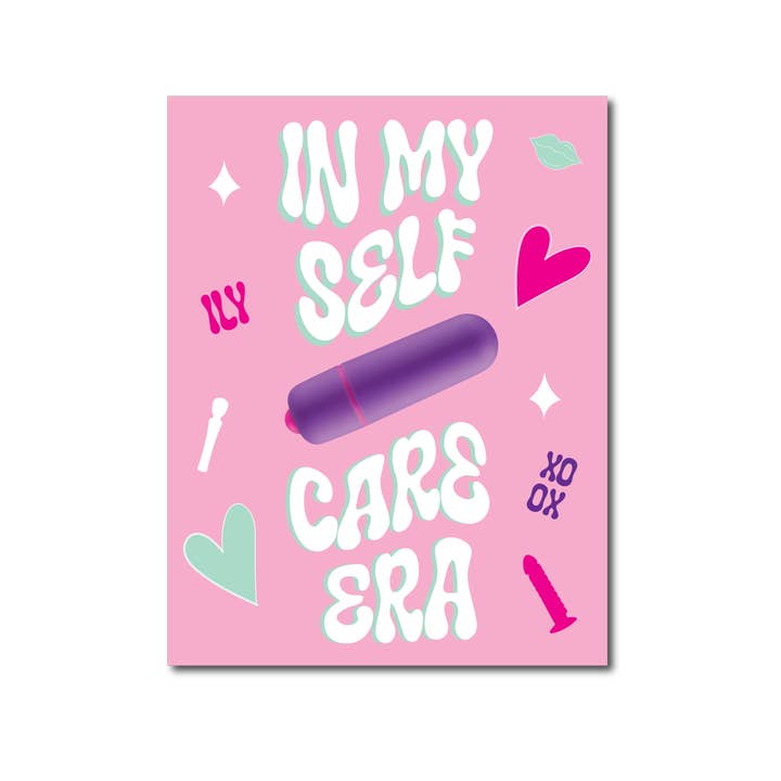 In My Self Care Era Greeting Card with Bullet Vibrator for wholesale by KushKards