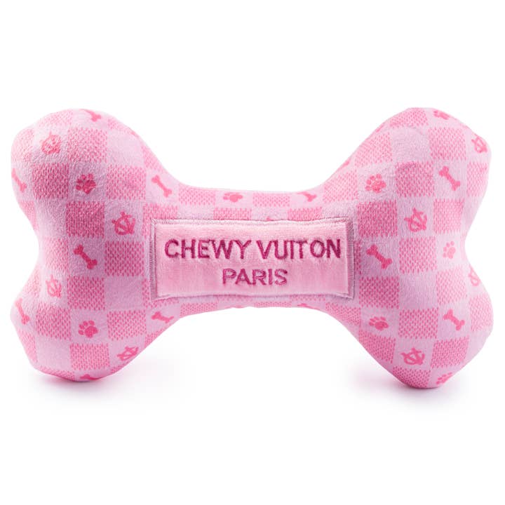 Haute Diggity Dog - Wholesale Pet Plush Toy - Dog - Pink Checker Chewy Vuiton Bone by Haute Diggity Dog