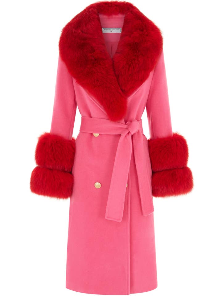 Belgravia Cashmere Coat Hot Pink for wholesale by Hortons England