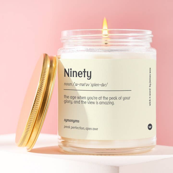 Personalized 90th Birthday Gift The Summit of Splendor Age Definition Candle Gift for 90th Birthday A090 for wholesale by Wick n Word