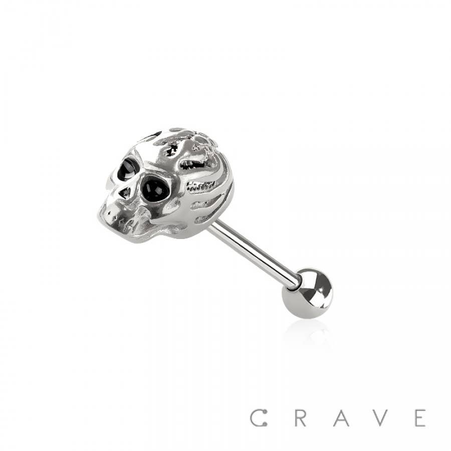 CRAVE – wholesale Tongue ring – 316L SURGICAL STEEL SKULL HEAD TONGUE BARBELL0