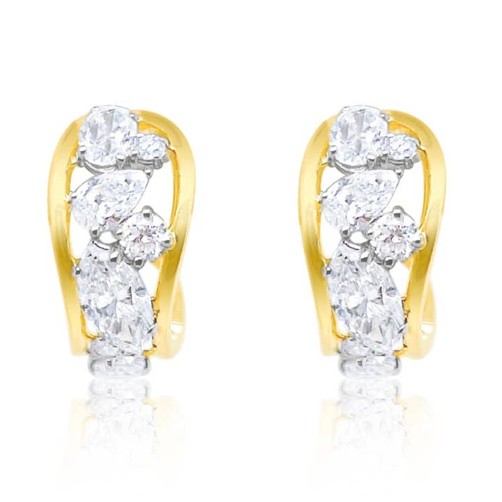 14 karat gult guld 2,77 ct laboratoriedyrkede diamant huggies rund pære og marquise for engroshandel hos Meira T