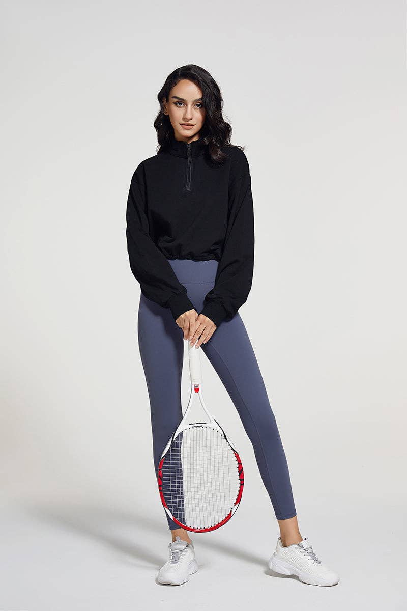 Crave by FW - Wholesale Sweatshirt - Women's - Half-zip Stand-up Collar Sweatshirt - Cropped Design17