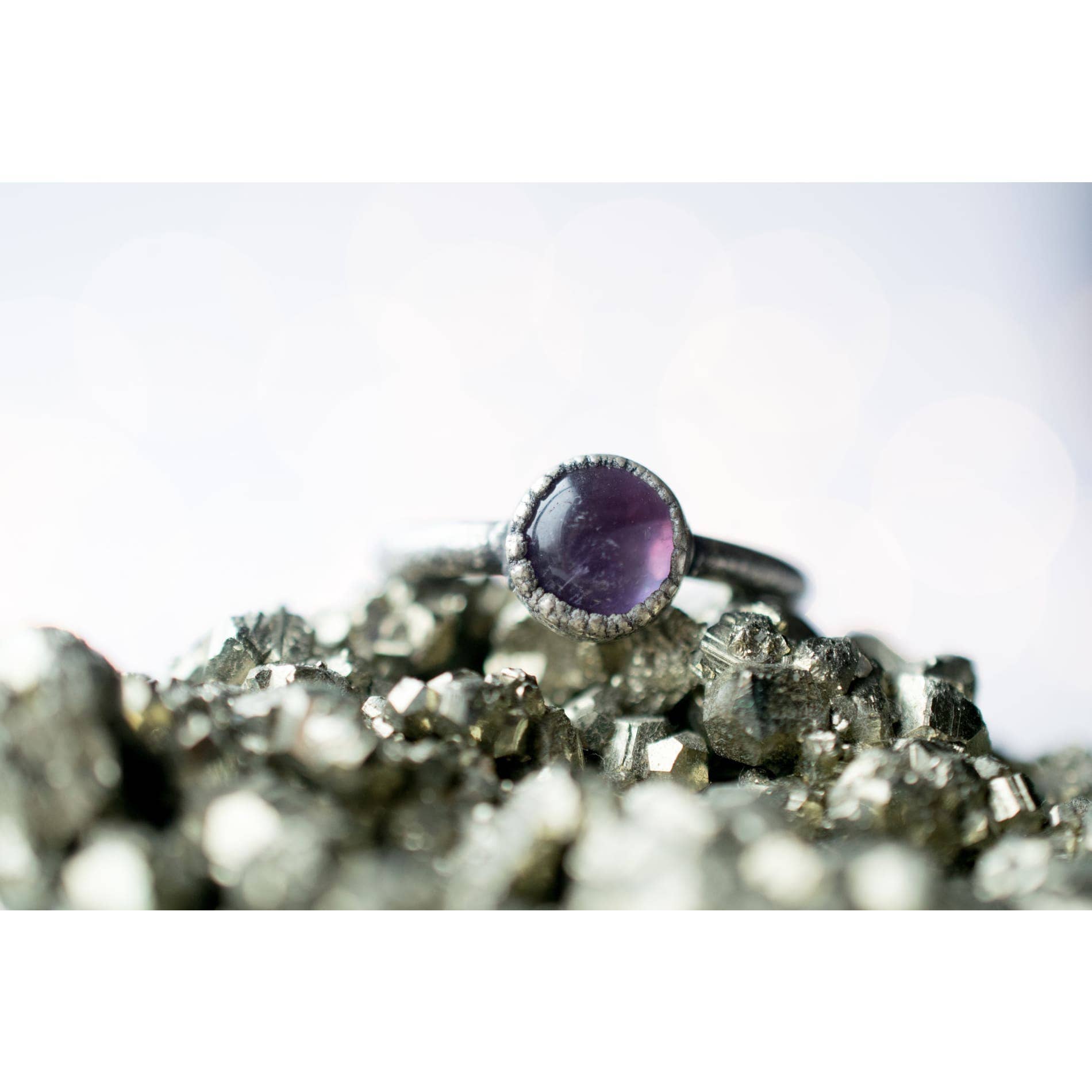 HAWKHOUSE - Wholesale Single Stone/Solitaire Ring - Plated Amethyst statement ring | Amethyst orb ring3