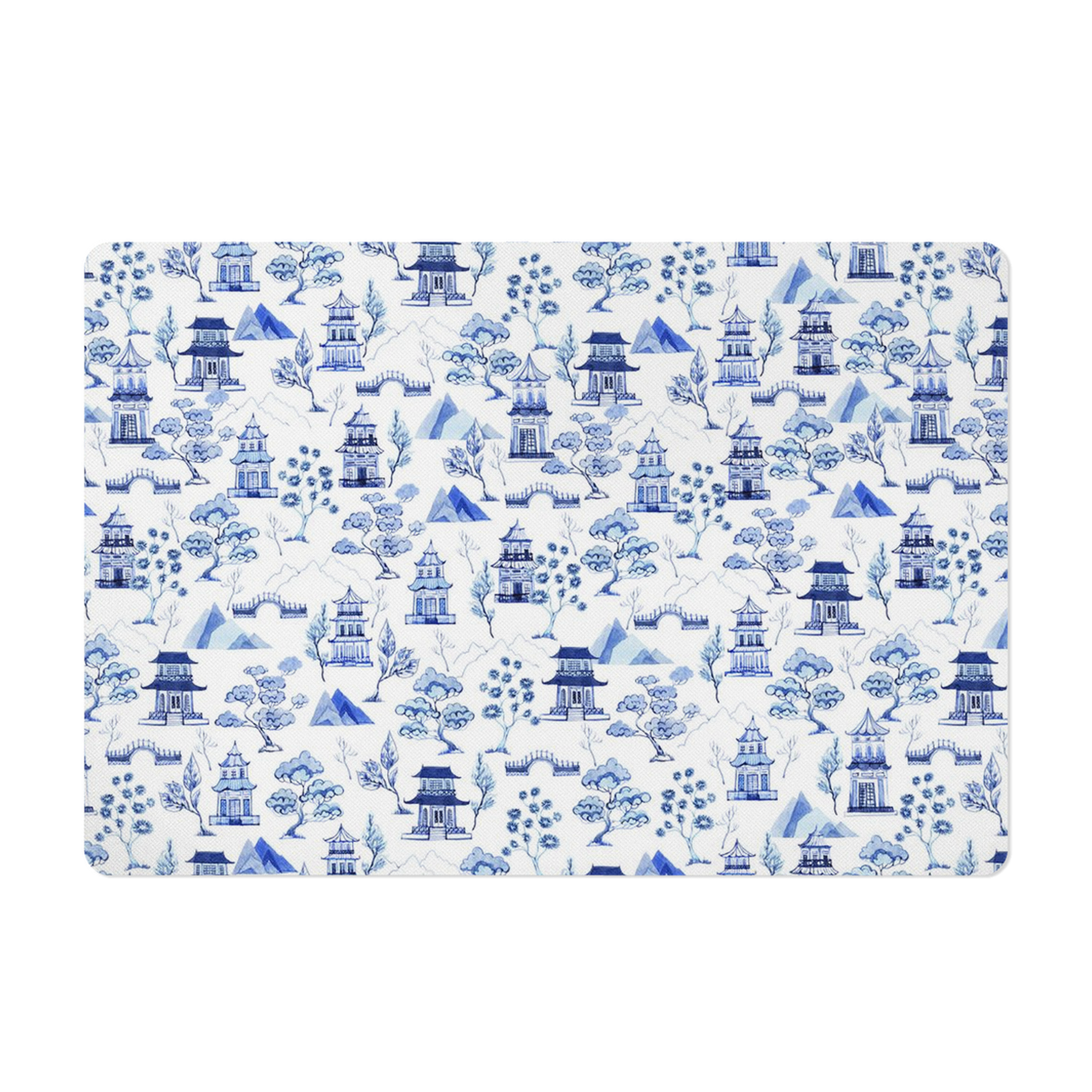 Aliza Darik - Wholesale Pet Food Mat - Dog - Pet Placemat, Chinoiserie, Pagoda Print, Blue and White1