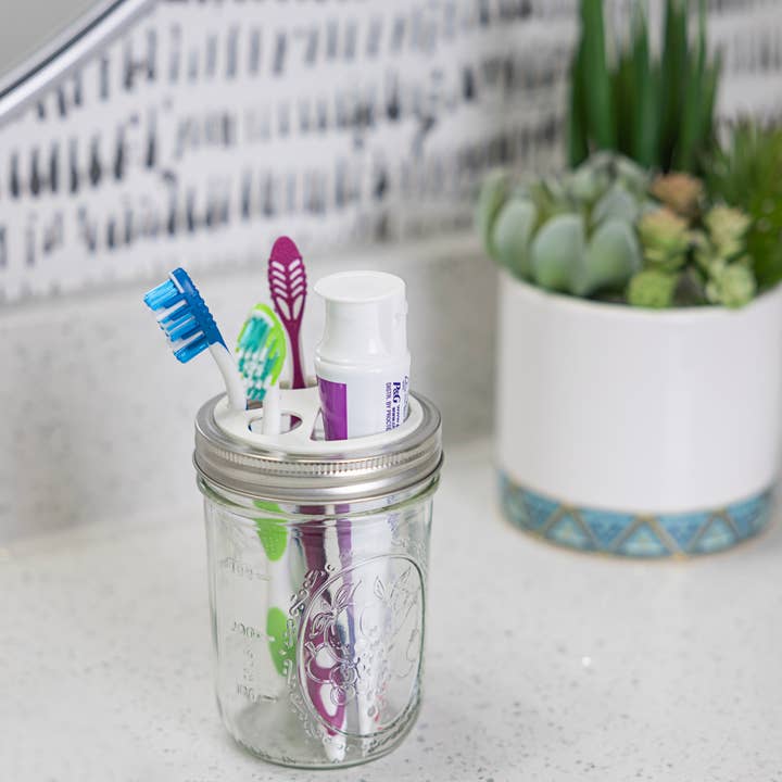 Fox Run Brands - Wholesale Toothpaste - Jarware Toothbrush and Toothpaste Holder Lids for Wide Mouth