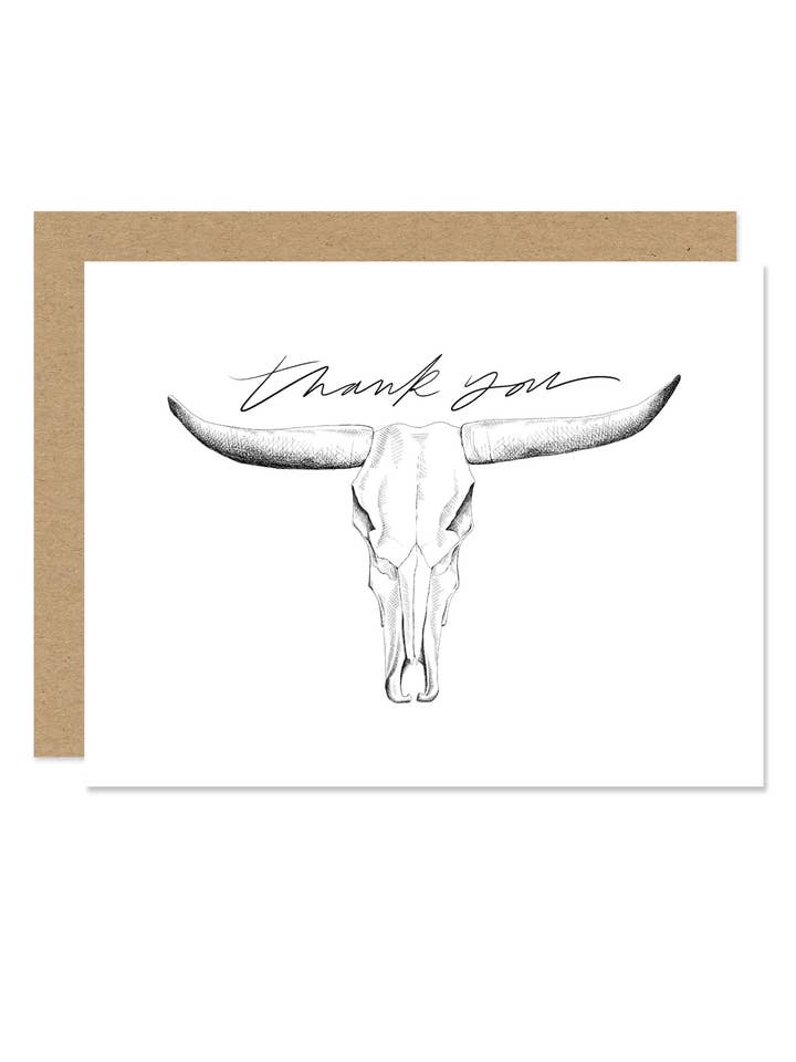 Carte de remerciement Longhorn Skull pour la vente par Maddon and Co