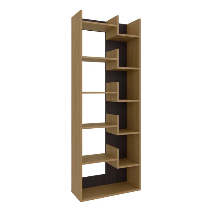 Natural Oak Bookcase Clover with Eleven Shelves for wholesale on Faire