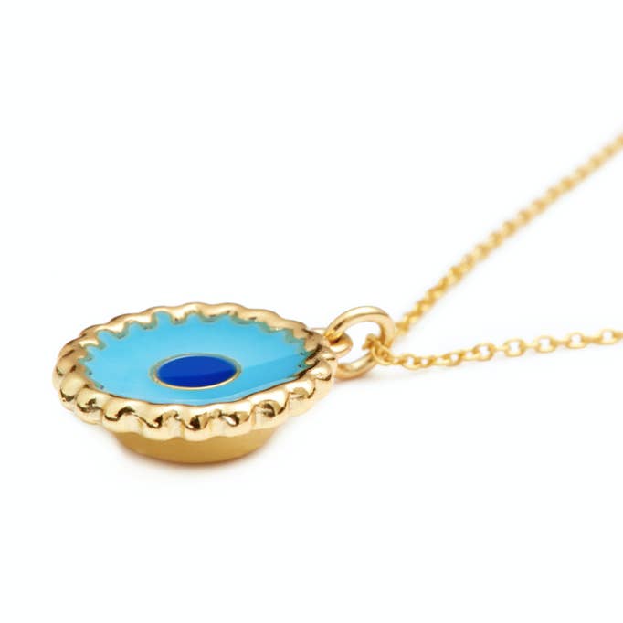 Evil Eye, Evil Pie necklace, 14K Yellow Gold Plated for wholesale by Delicacies Jewelry