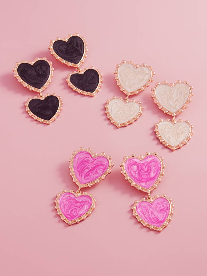 Valentines Day Heart Enamel Statement Post Earrings for wholesale by Designature New York