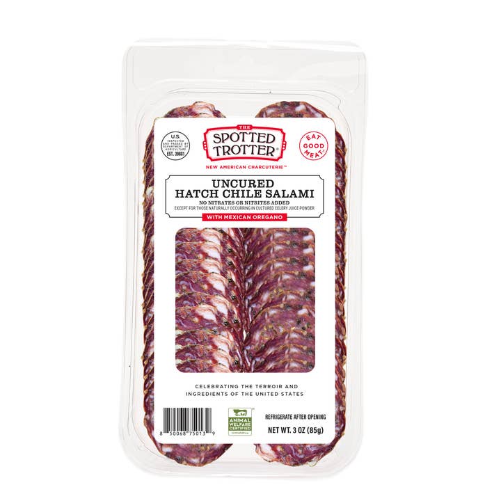 Uncured Hatch Chile Salami for wholesale by The Spotted Trotter