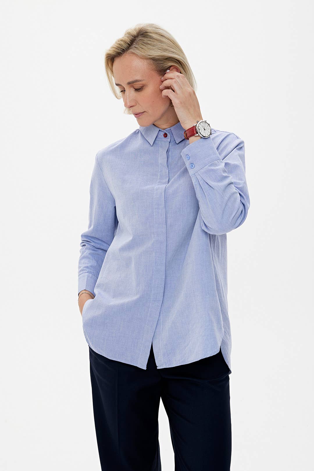 CAPSULE by Agnė Gilytė - Wholesale Button Down Shirt - Women's - Shirt 'OXFORD' | classic washed cotton in baby blue2