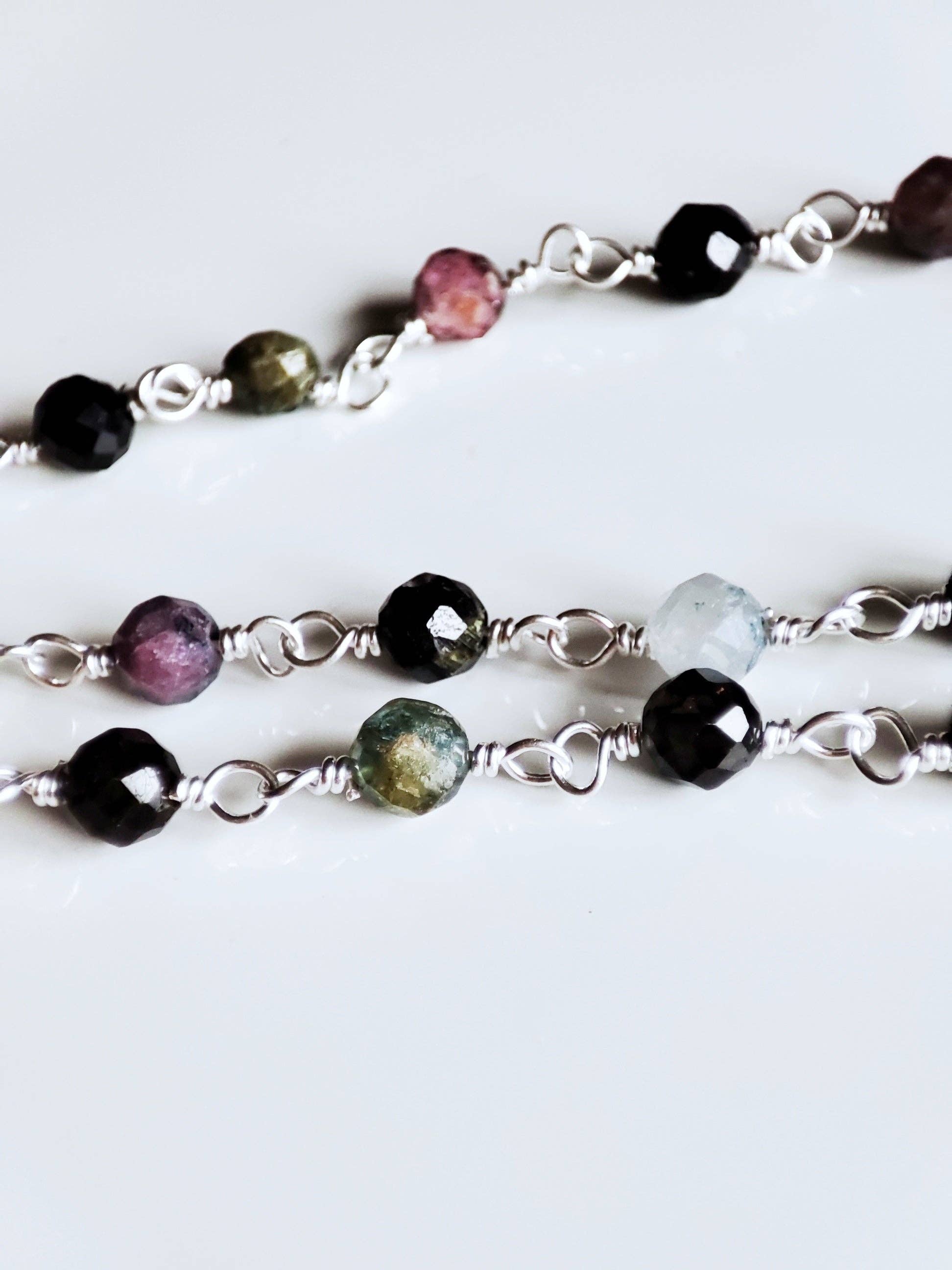 SEQAY - Wholesale Armband met kralen - Multikleurige toermalijnarmband van 925 sterling zilver met kleine stenen5