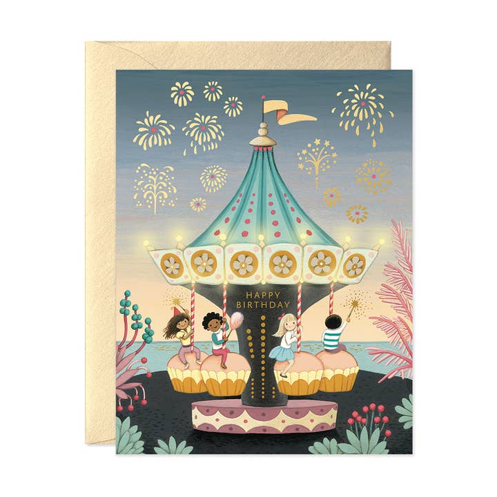 JooJoo Paper - Wholesale Birthday Card - Carousel Birthday Greeting Card