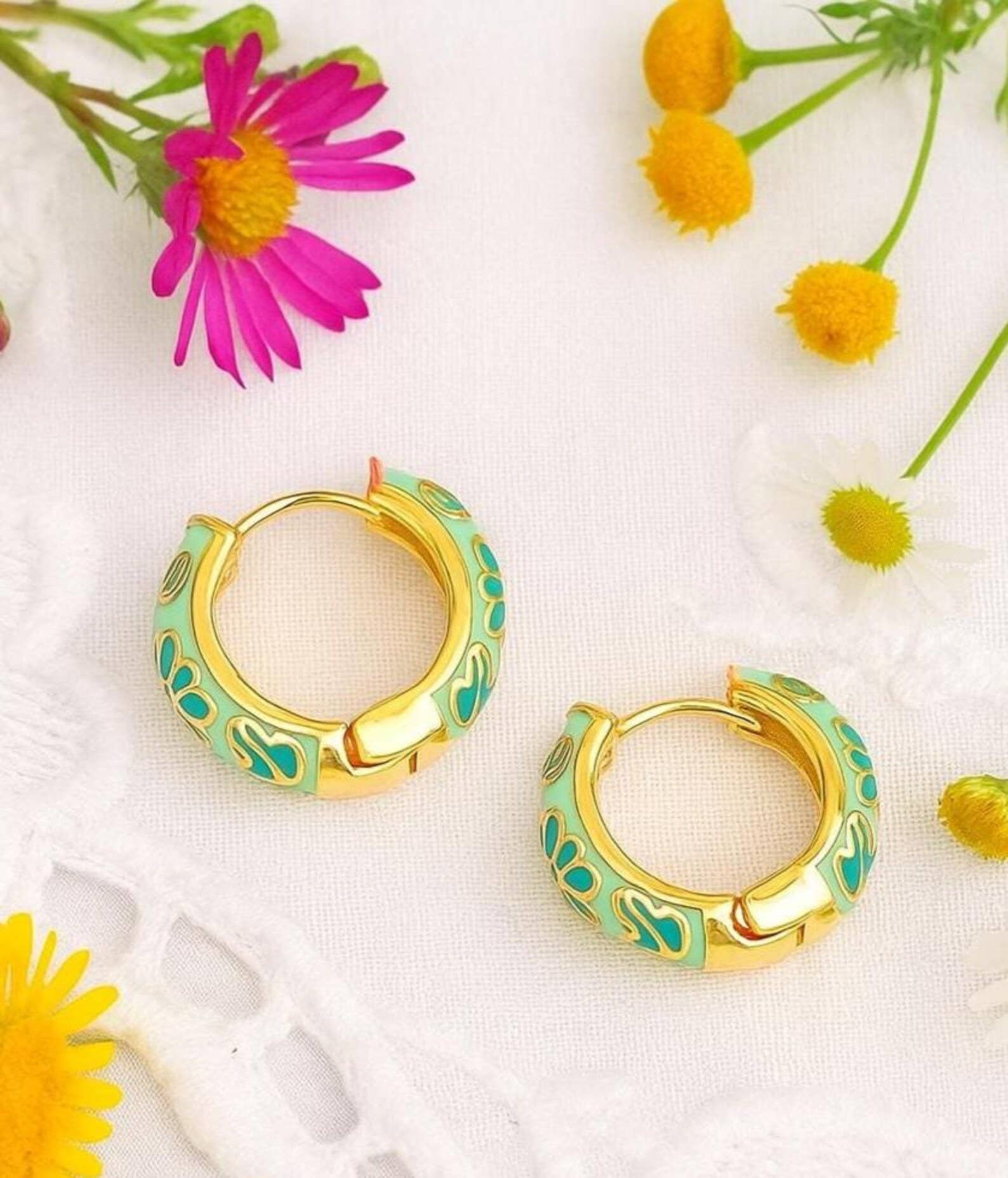 Wild & Free - Wholesale Hoop Earrings - Bohemian Floral Hoop Earrings – Steel and Enamel3