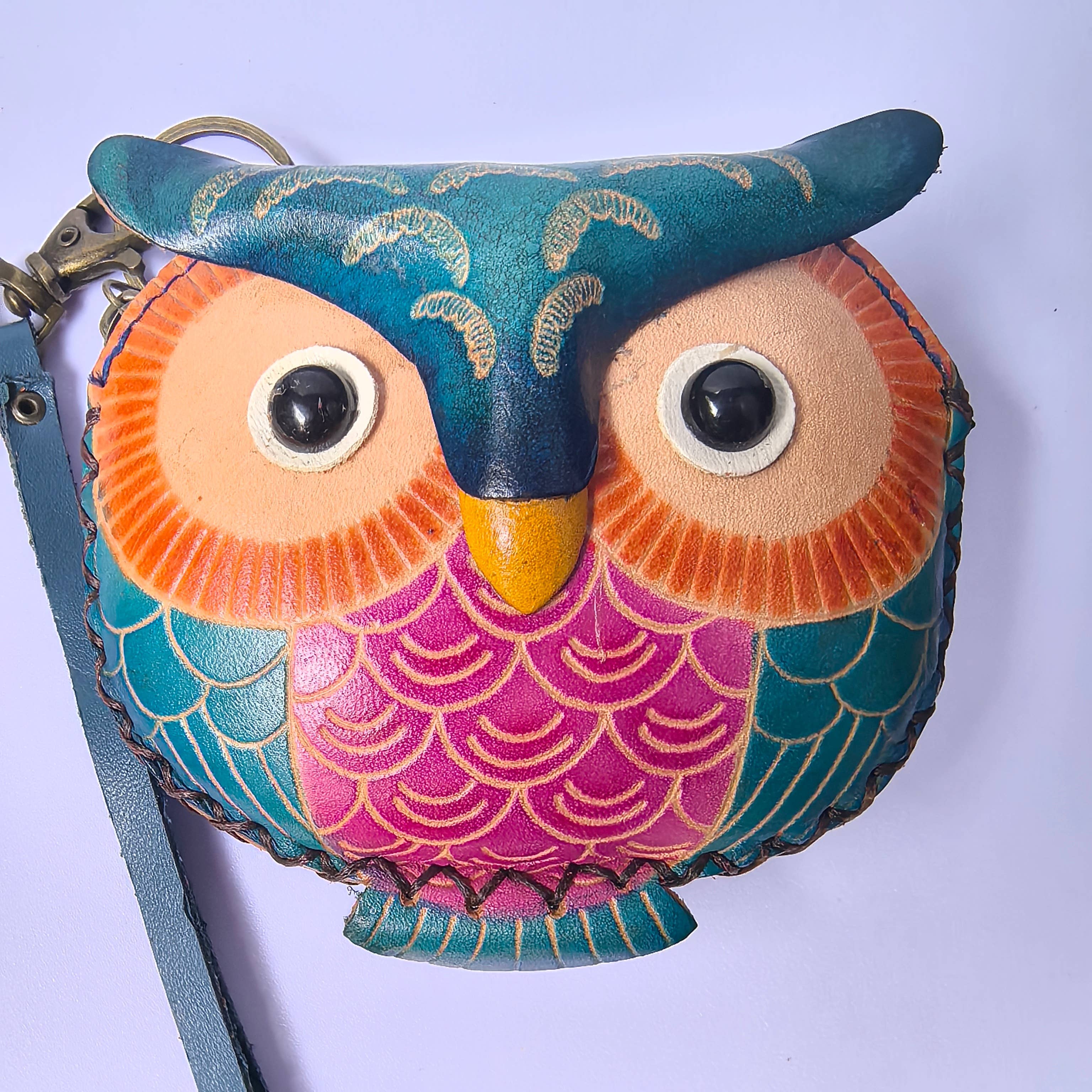 Sunflower Handmade leather inc - Wholesale Wristlet - Leather owl Owl Wristlet coin purse wallet2
