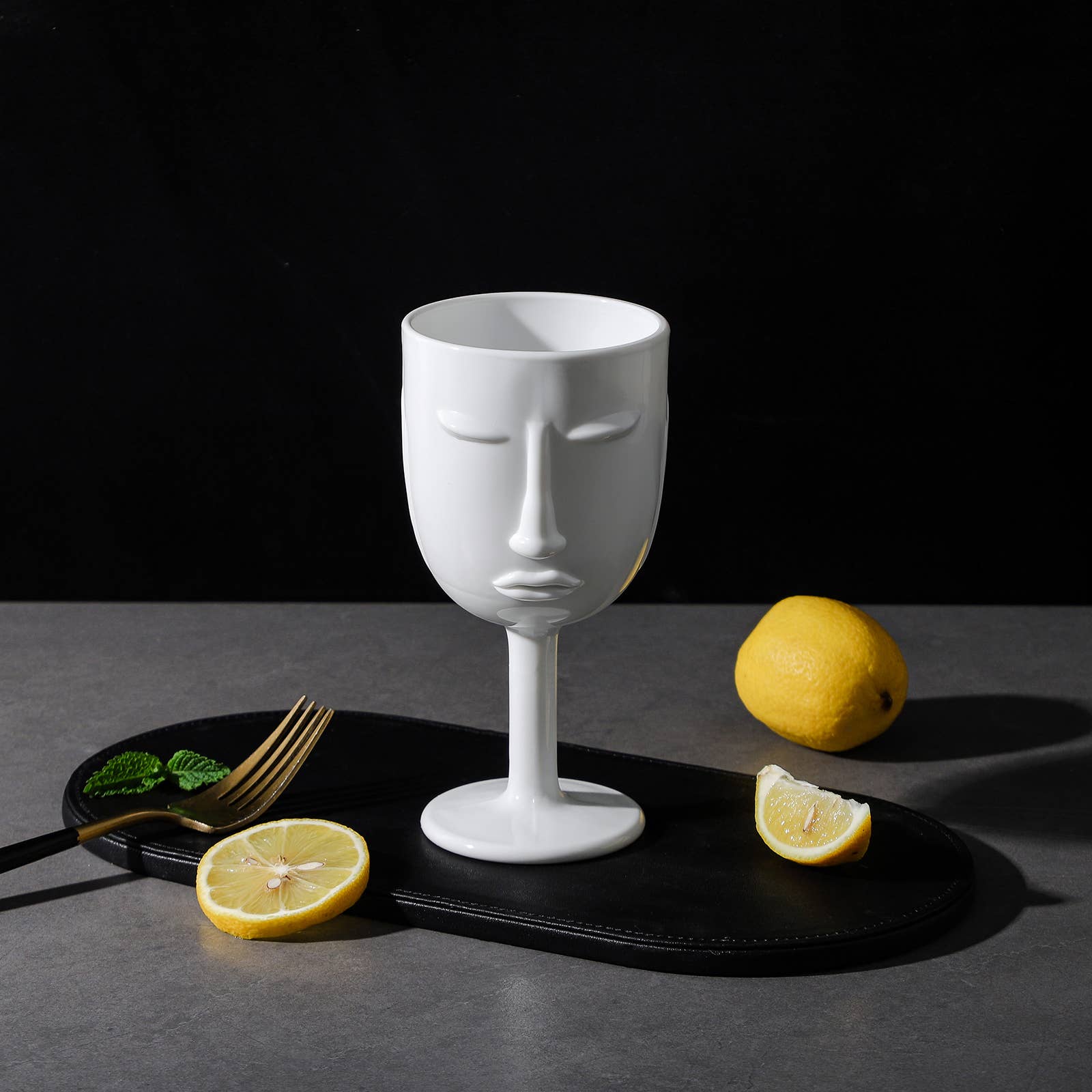 Everest Global - Wholesale Wine Glass - Human Face Black/White Goblet Glasses set of 610