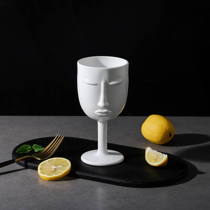 Everest Global - Wholesale Wine Glass - Human Face Black/White Goblet Glasses set of 610