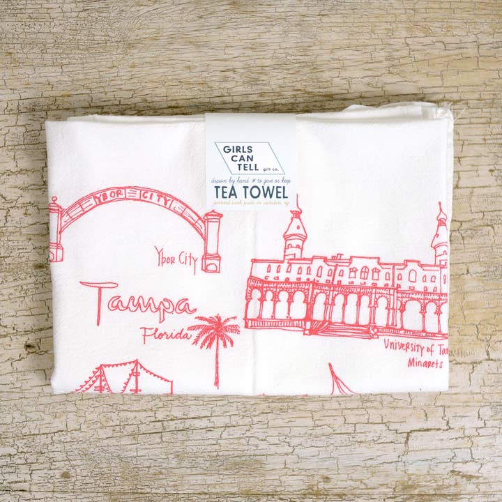 Tampa Florida Tea Towel | kitchen | flour sack | dish towels for wholesale by Girls Can Tell