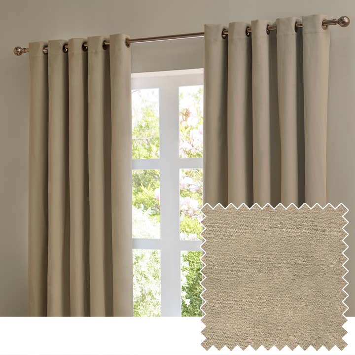 The Ultimate Velvet Room Darkening Eyelet Curtains Mocha for wholesale by Riva Home