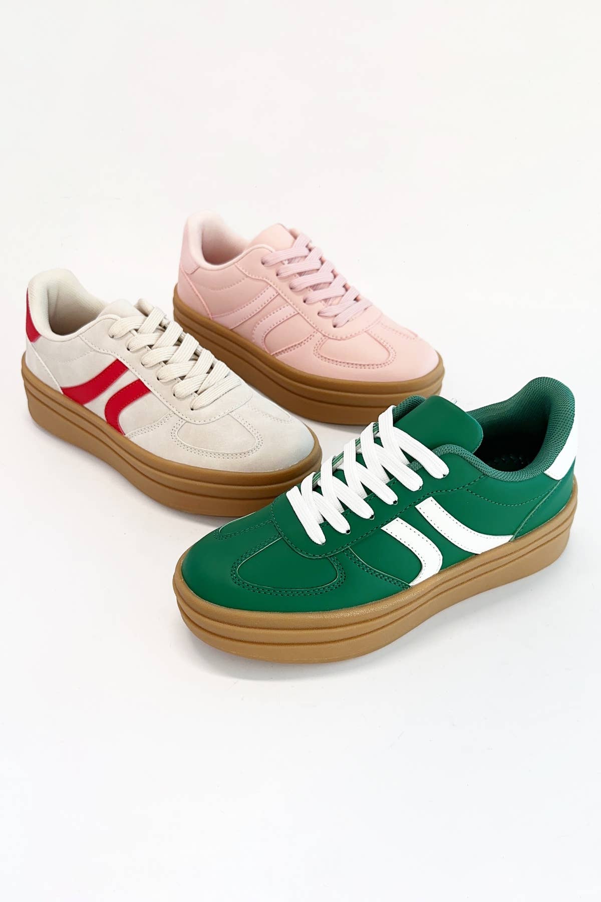 CCOCCI – Engroshandel Lifestyle sneaker - Dame – TOPPING-18 SEMI-PLATOFM DOBBELTSTRIBEDE LAVE SNEAKERS2