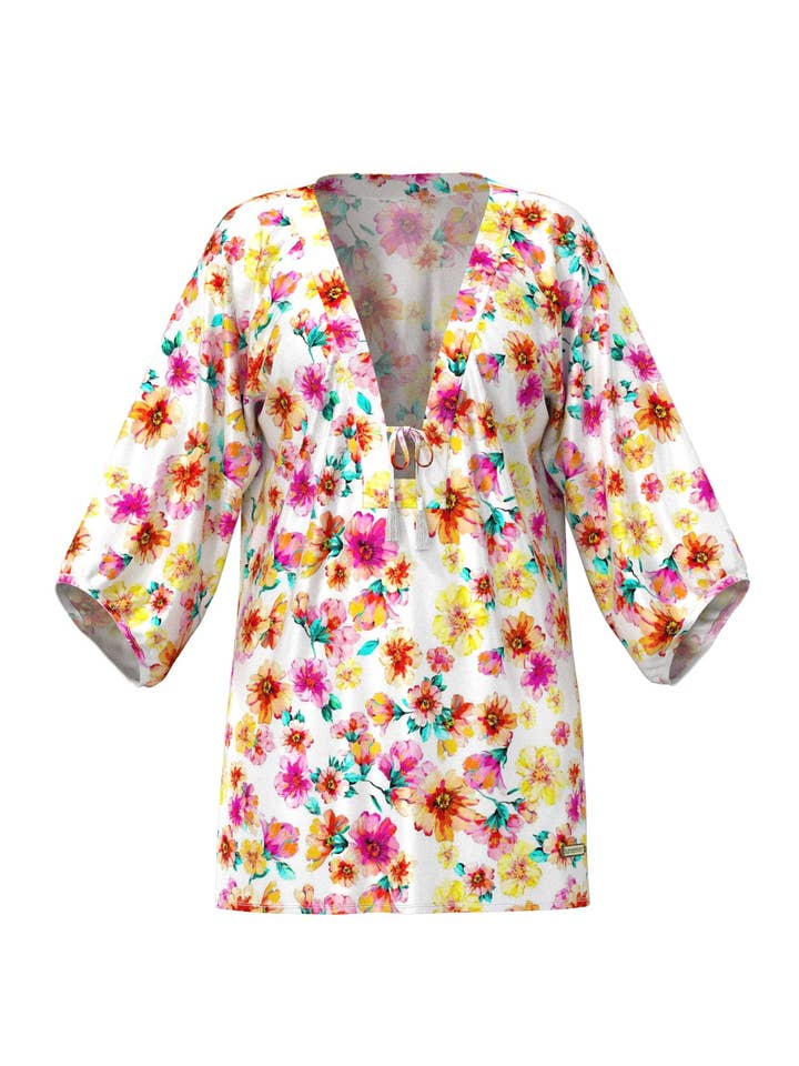 Vibrant Vacation White Kaftan for wholesale by Sunseeker