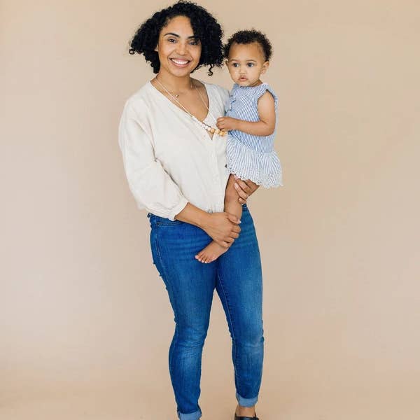 Chewable Charm - Wholesale Teething Necklace - Baby - The Landon - Rose Quartz Teething Necklace1