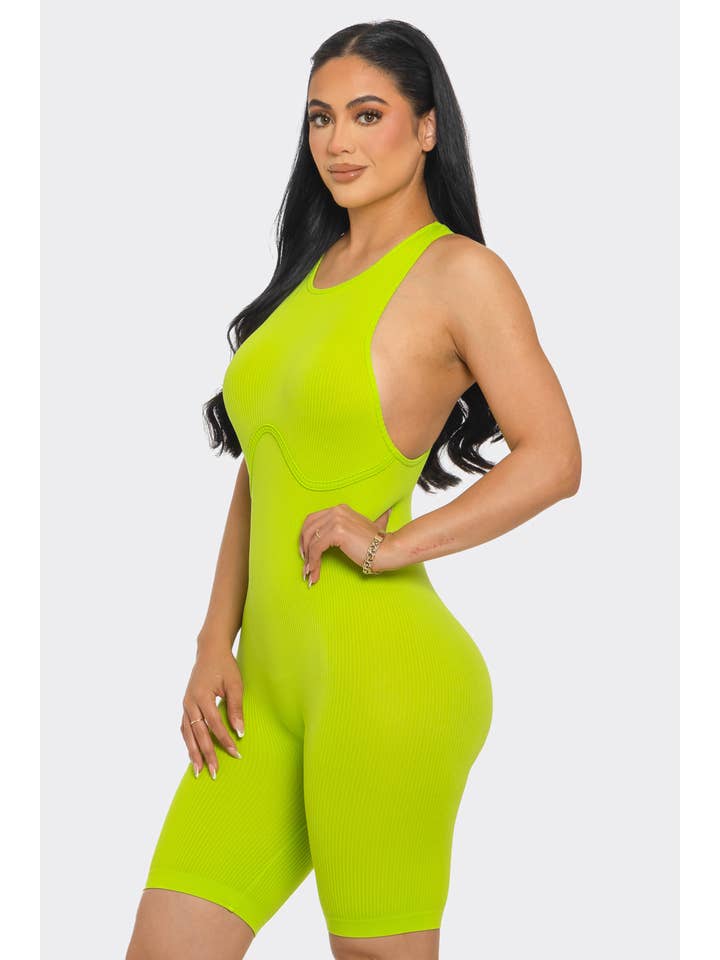 Lime All the Time - Vendita all'ingrosso Tutina - Donna - Tutina Bodycon Yoga Racerback con cerniera7