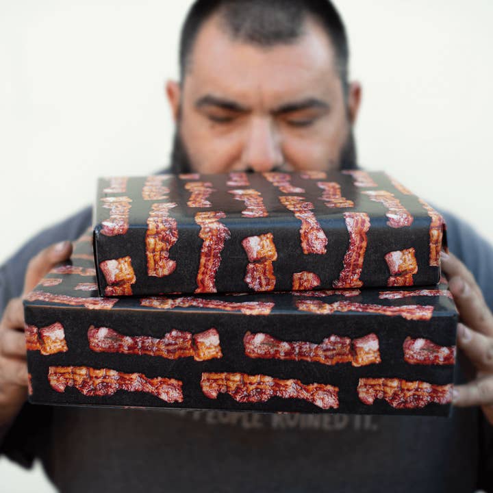 Bacon Scented Gift Wrapping Paper for wholesale by Manly Man Co