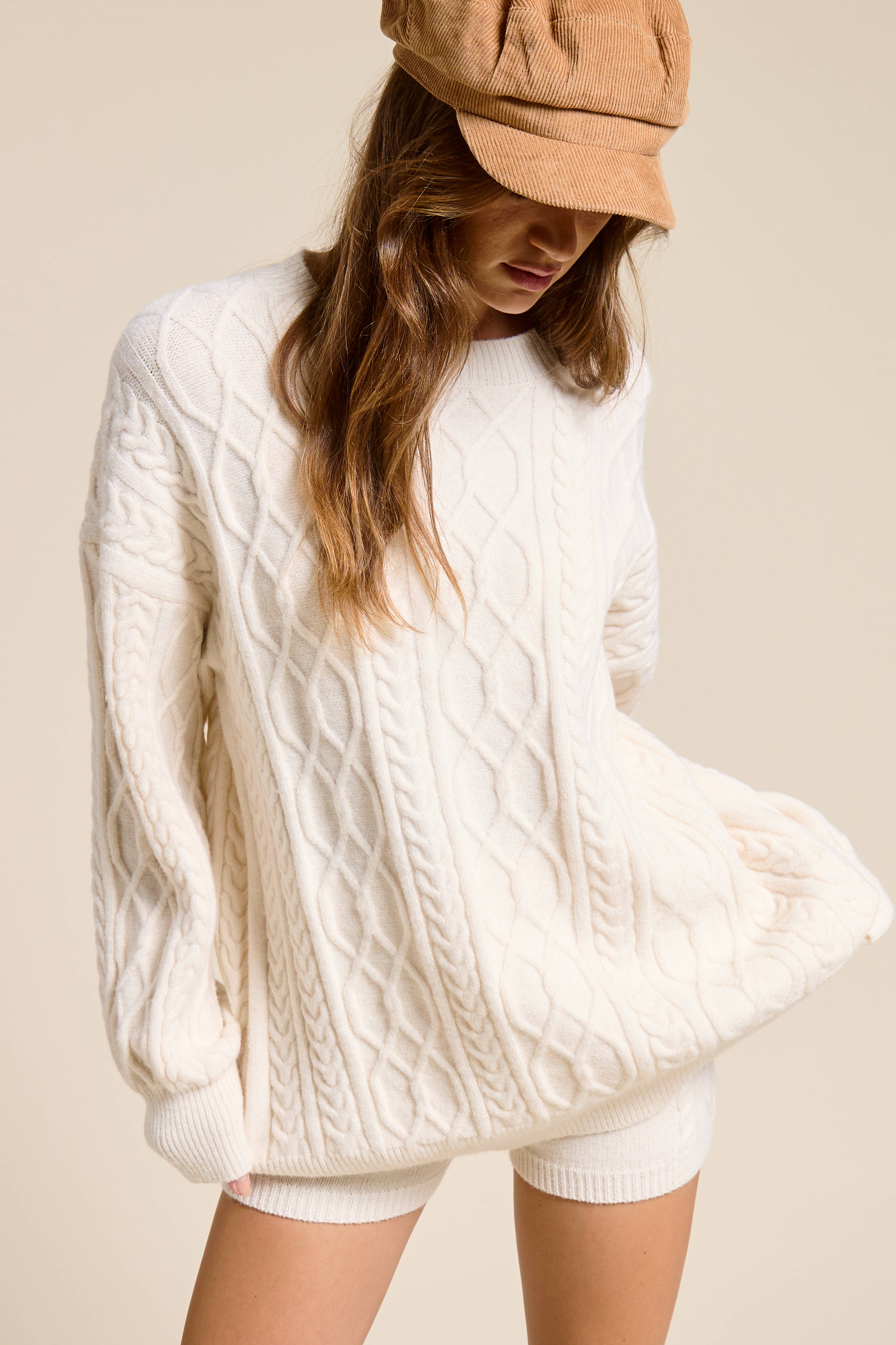 Mimosa - Wholesale Top & Short Set (NOT Loungewear) - Women's - Cable Knit Sweater and Shorts Set7