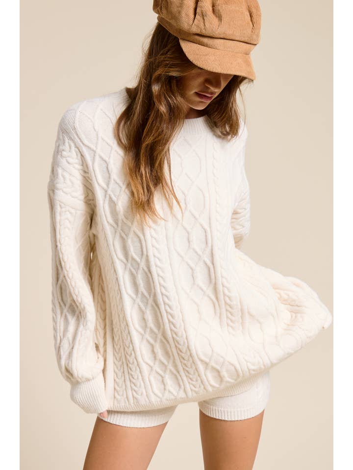 Mimosa - Wholesale Top & Short Set (NOT Loungewear) - Women's - Cable Knit Sweater and Shorts Set7