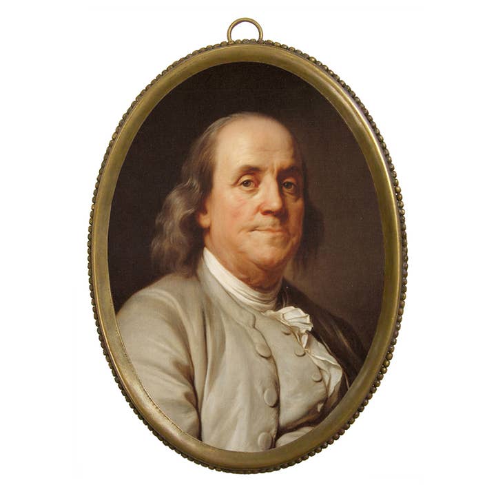 Impresión de Benjamin Franklin en marco con cuentas, 6-1/4” para venta al por mayor de Madison Bay Co. - Historical Home Decor Reproductions