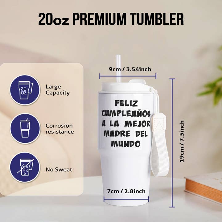 3dRose - Wholesale Insulated Mug/Tumbler - 3dRose, Feliz Cumpleanos a la mejor madre del mundo, Tumbler1