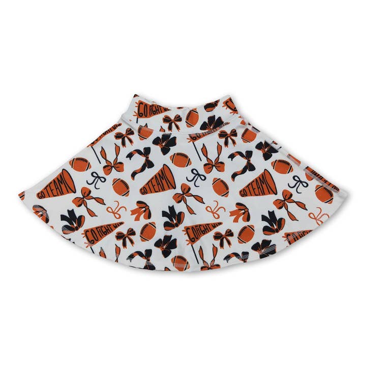 Orange bow football go team kids girls activewear skirt for wholesale by Yawoo Garments